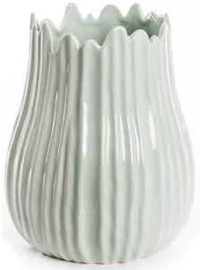 Wazon Ceramiczny Dekoracyjny Zielony Ozdoba 22 cm