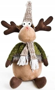 Figurka Świąteczny Renifer w Czapce Szaliku 45 cm