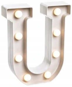 Świecąca Litera LED U Lampka Dekoracja 22,5 cm