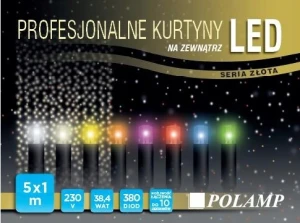 Kurtyna LED Biała Zimna Zewnętrzna 5 m 380 pkt