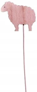 Baran Drewniany na Piku Różowy Wielkanoc 30 cm