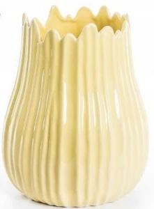 Wazon Ceramiczny Dekoracyjny Żółty Ozdoba 22 cm