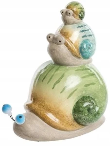 Ceramiczna Figurka Ślimaki Dekoracja Ozdoba 24 cm