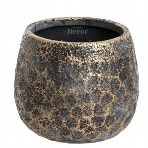 Osłonka Doniczka Cementowa 12cm Grafit Złoto
