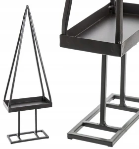 Świecznik Metalowy Czarny Choinka 60cm